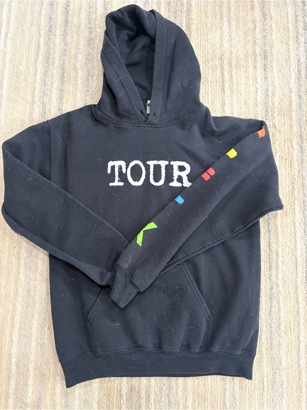 Black Ed Sheeran Mathematics ‘TOUR' Hoodie with Colorful Sleeve Accents